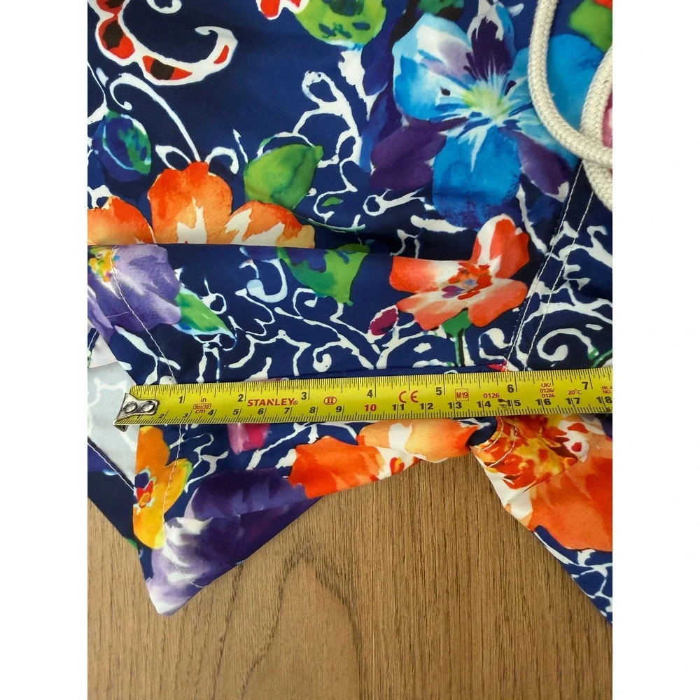Polo Ralph Lauren Mens Size Small Floral Hibiscus Swim Trunks Navy Blue 6